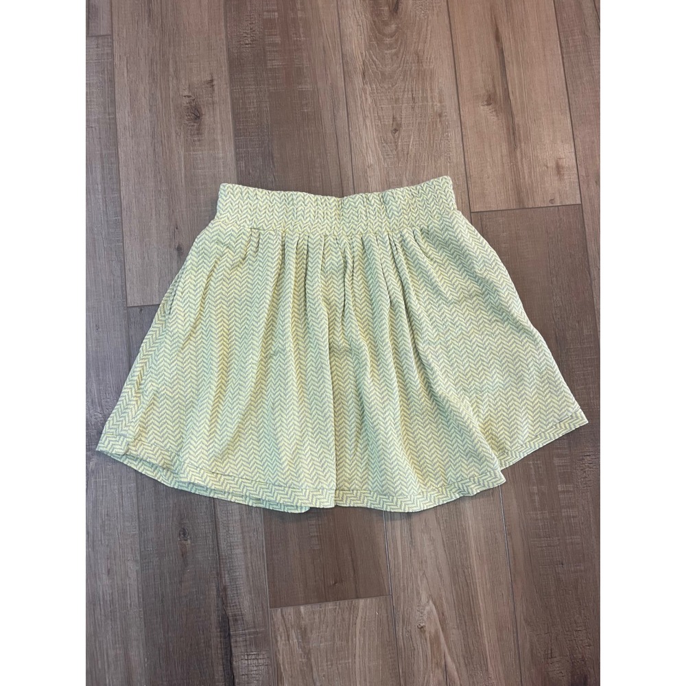 Summery Copenhagen Skirt Yellow Grey Herringbone Cotton Mini Skirt M NWT Pockets